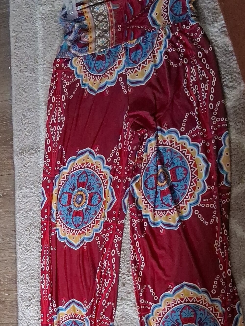 Bohemian Wide-Leg Printed Pants in Red